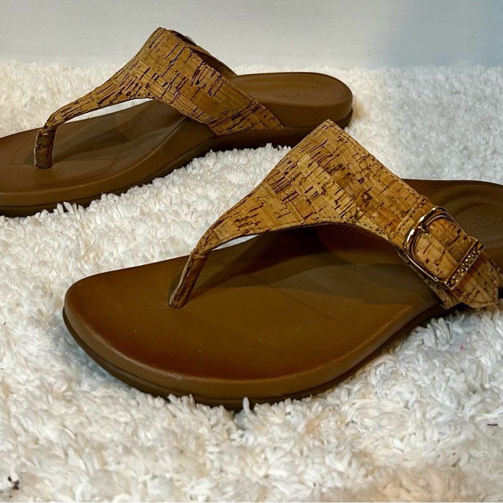 Aetrex Brown Cork Strap Sandals
